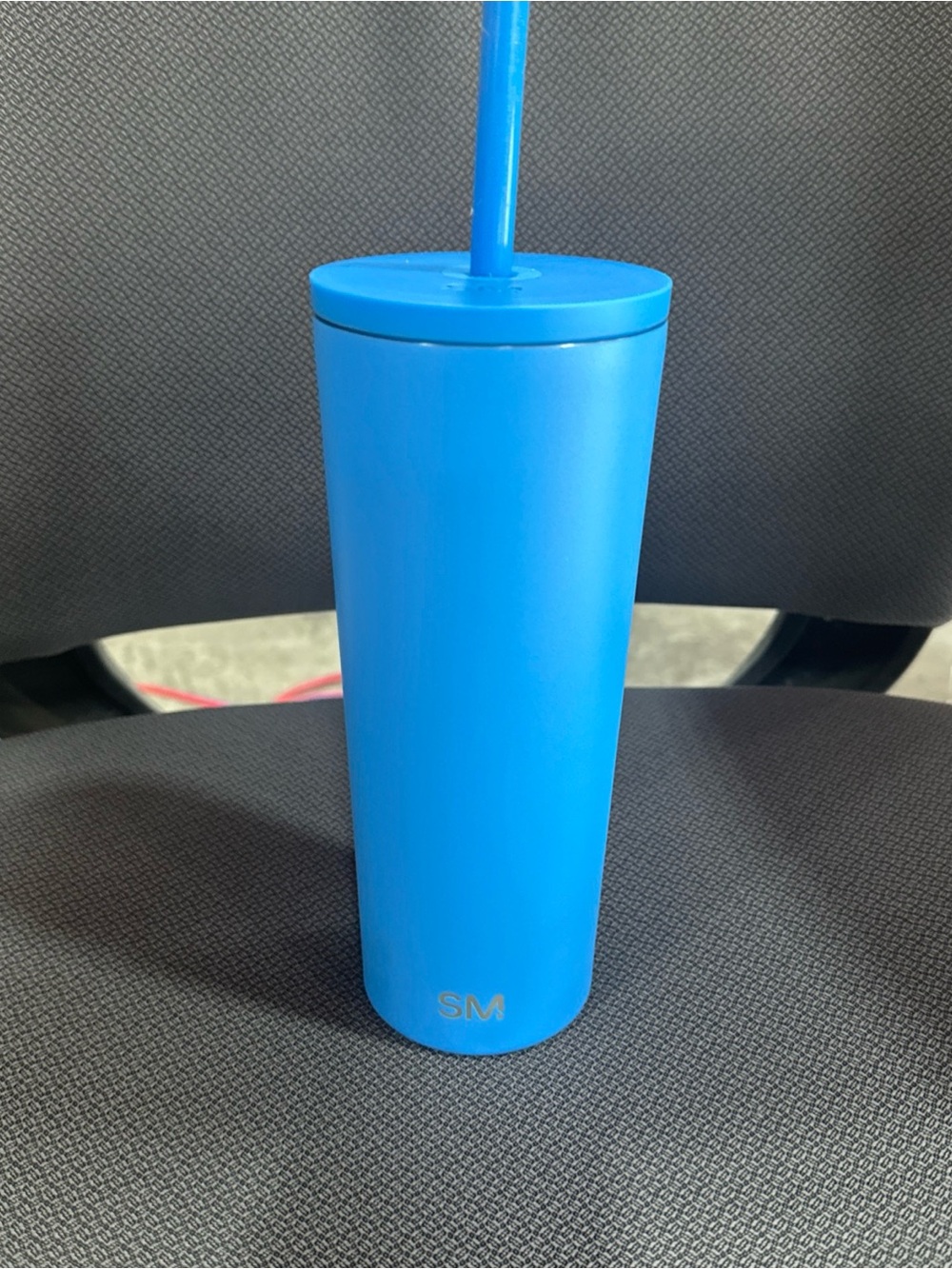Blue Insulated Tumbler with Straw